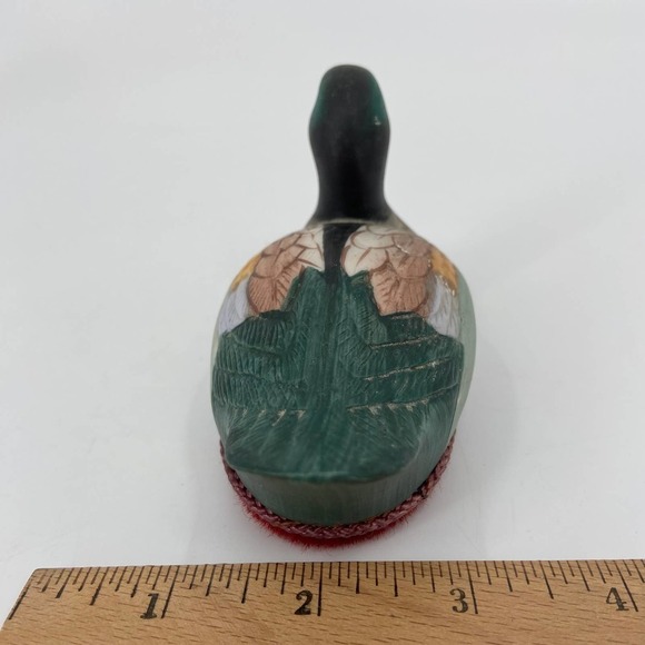 VINTAGE Ceramic Mallard Duck Decoy Figurine Bird Lint Brush 5.5 Inch - Picture 5 of 10